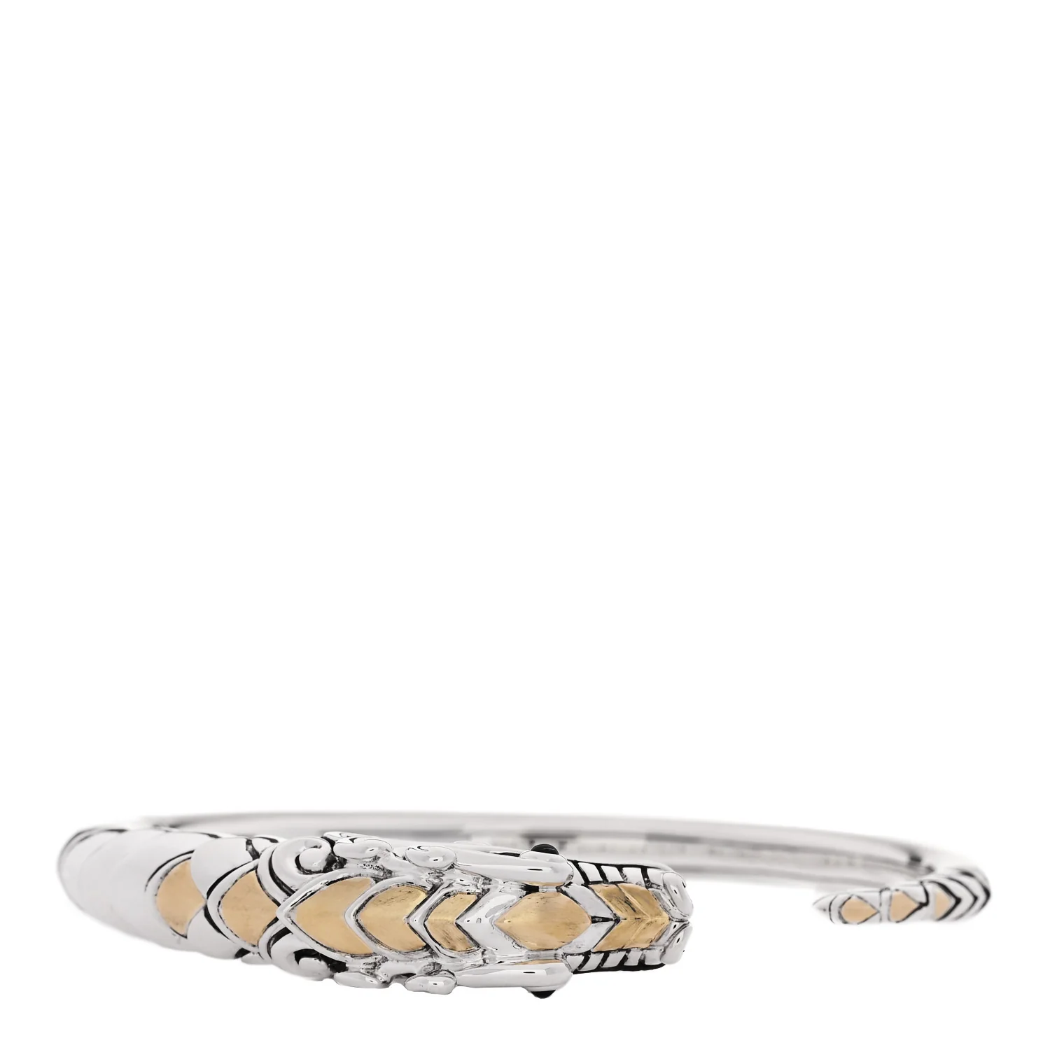 Sterling Silver 18K Yellow Gold Blue Sapphire Legends Naga Dragon Cuff Bracelet - Image 2
