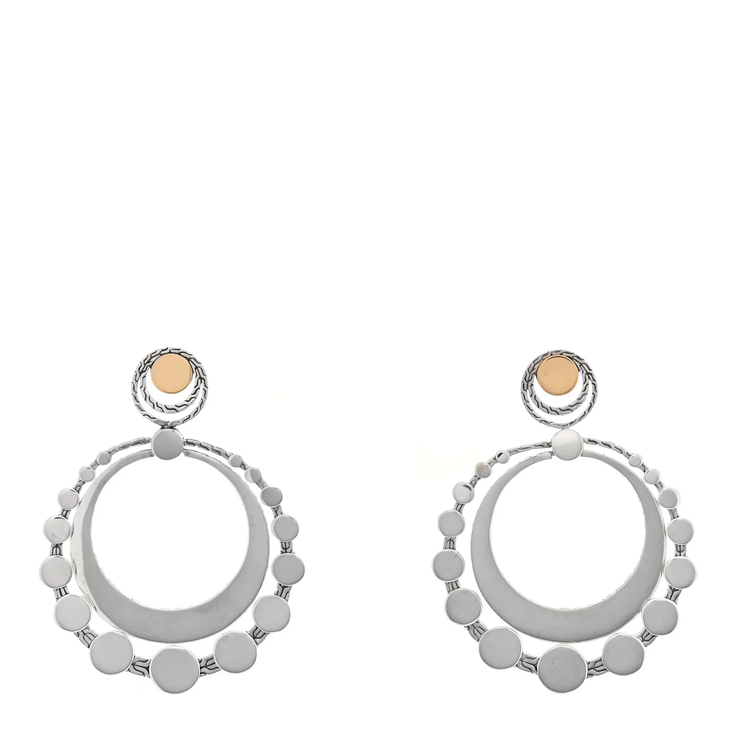 Sterling Silver 18K Yellow Gold Dot Drop Earrings