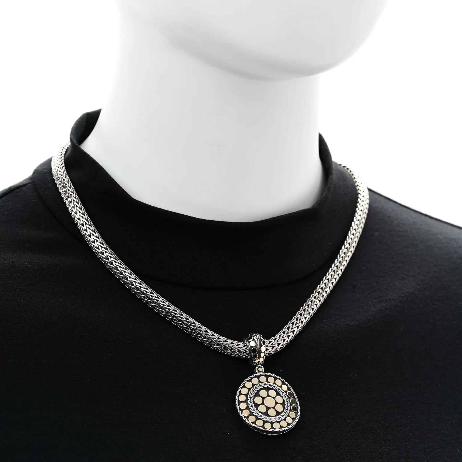 Sterling Silver 18K Yellow Gold Dot Enhancer Pendant Necklace - Image 2