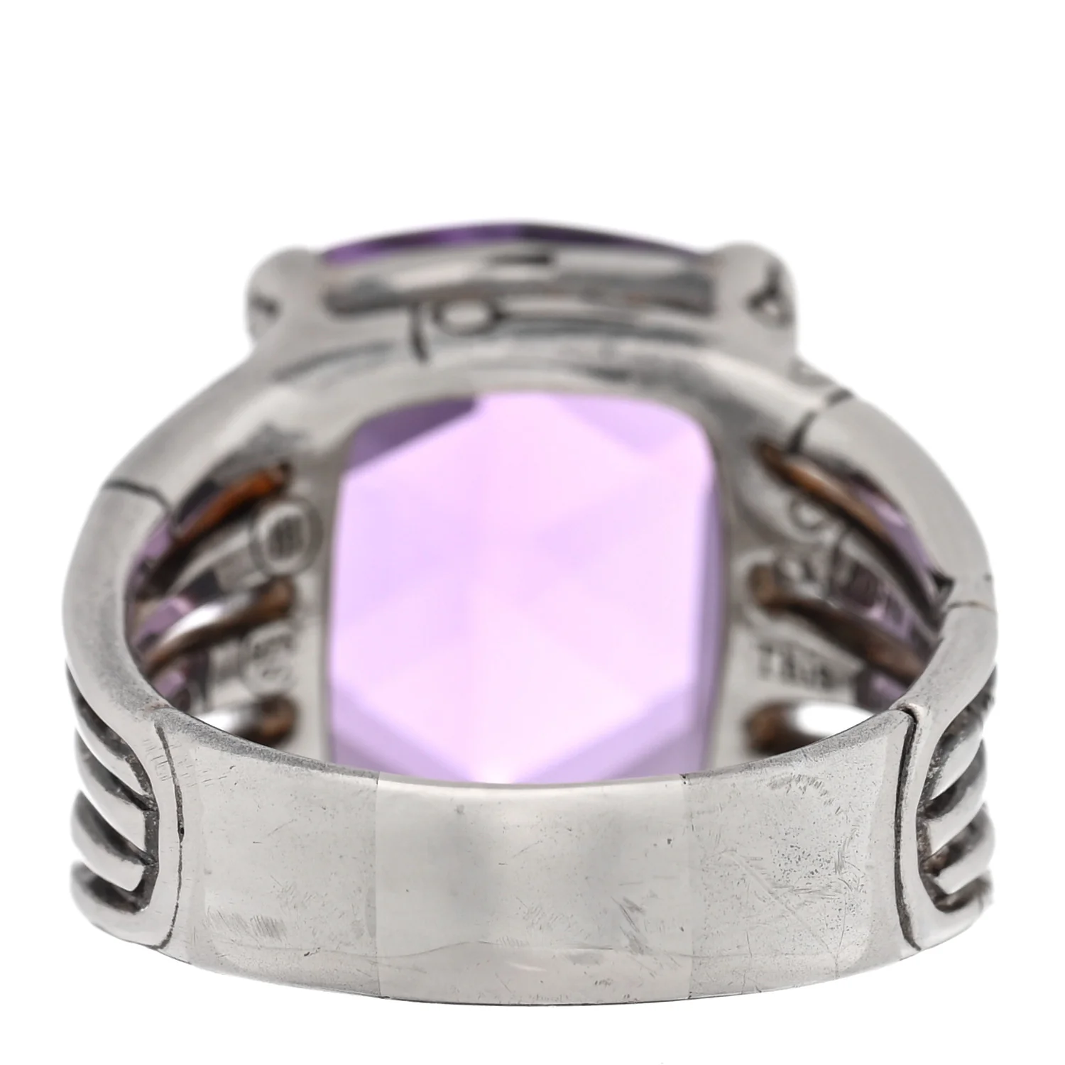 Sterling Silver Amethyst Bamboo Ring 61 9.5 - Image 3