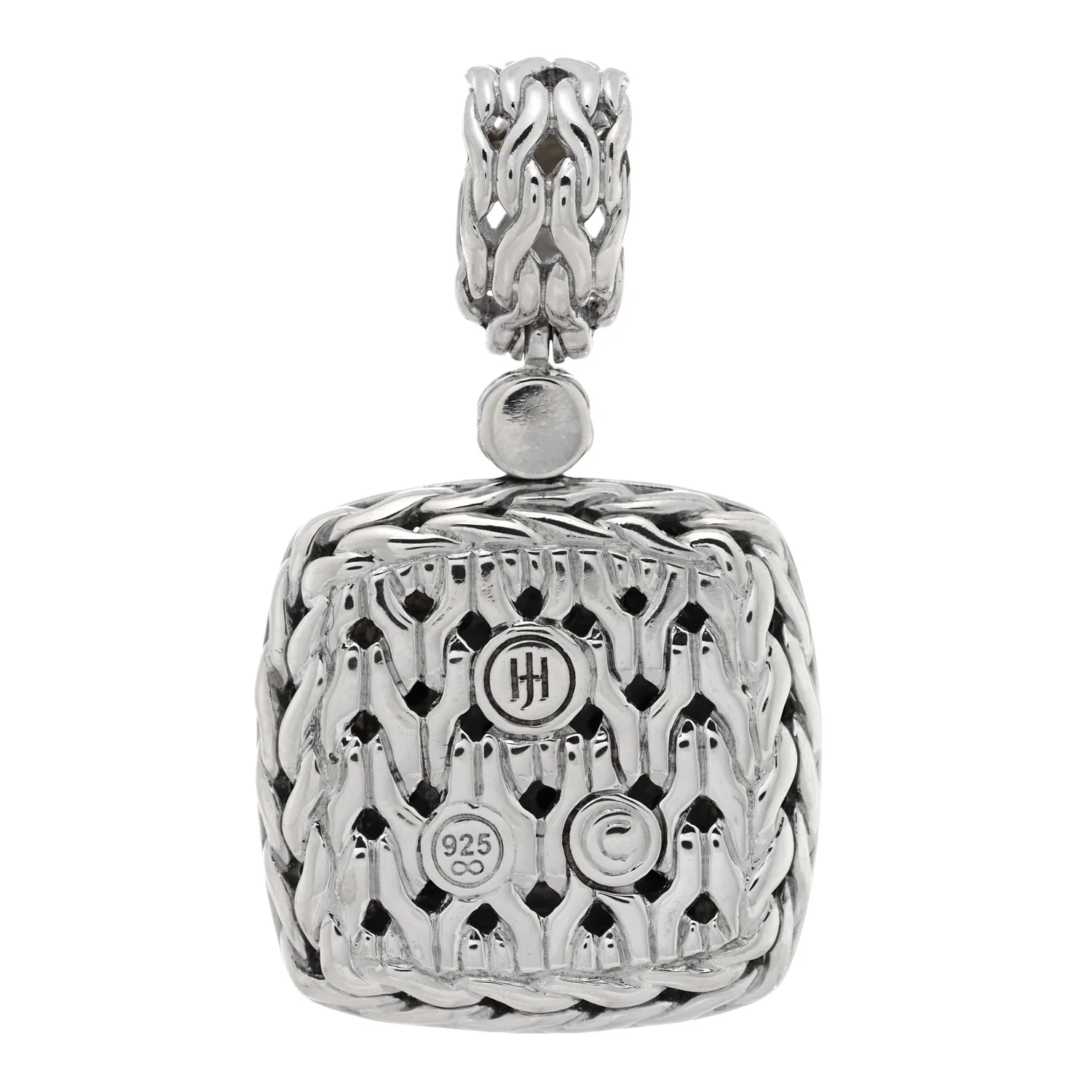 Sterling Silver Black Sapphire Black Spinel Classic Chain Square Pendant - Image 3