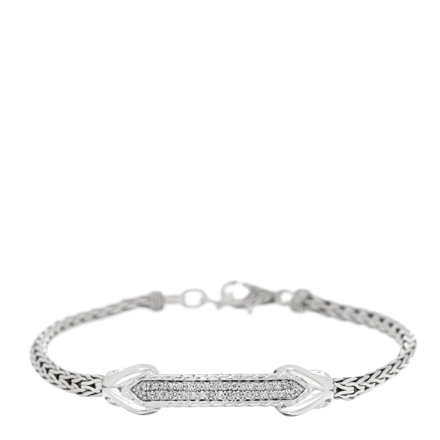 Sterling Silver Diamond Asli Classic Chain Link ID Bracelet