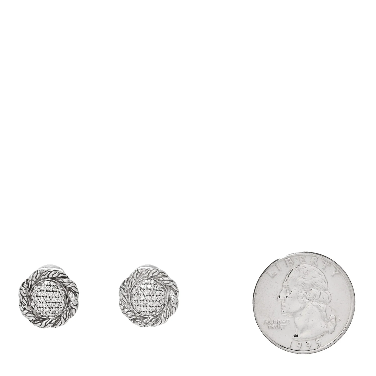 Sterling Silver Diamond Classic Chain Round Pave Earrings - Image 2