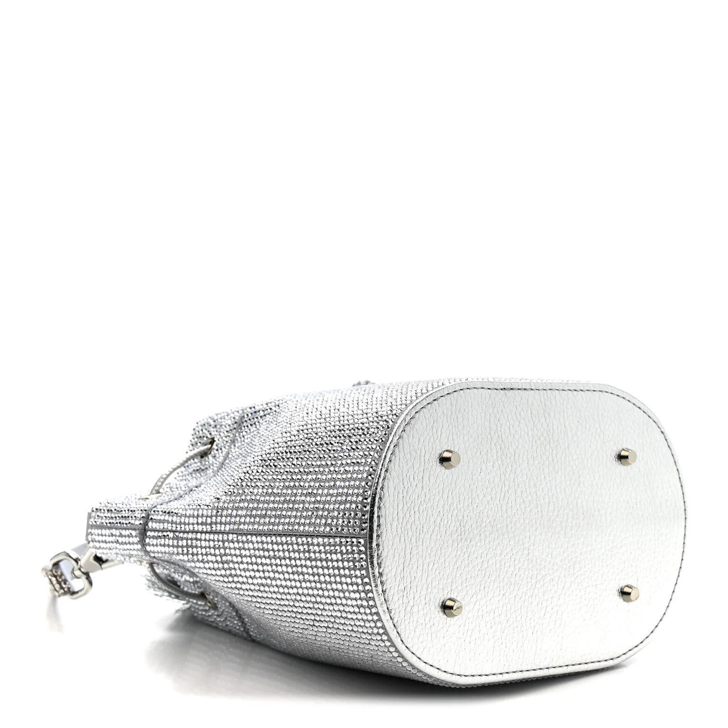 Satin Crystal Embellished Medium Piper Bucket  Silver Rhine - Image 4