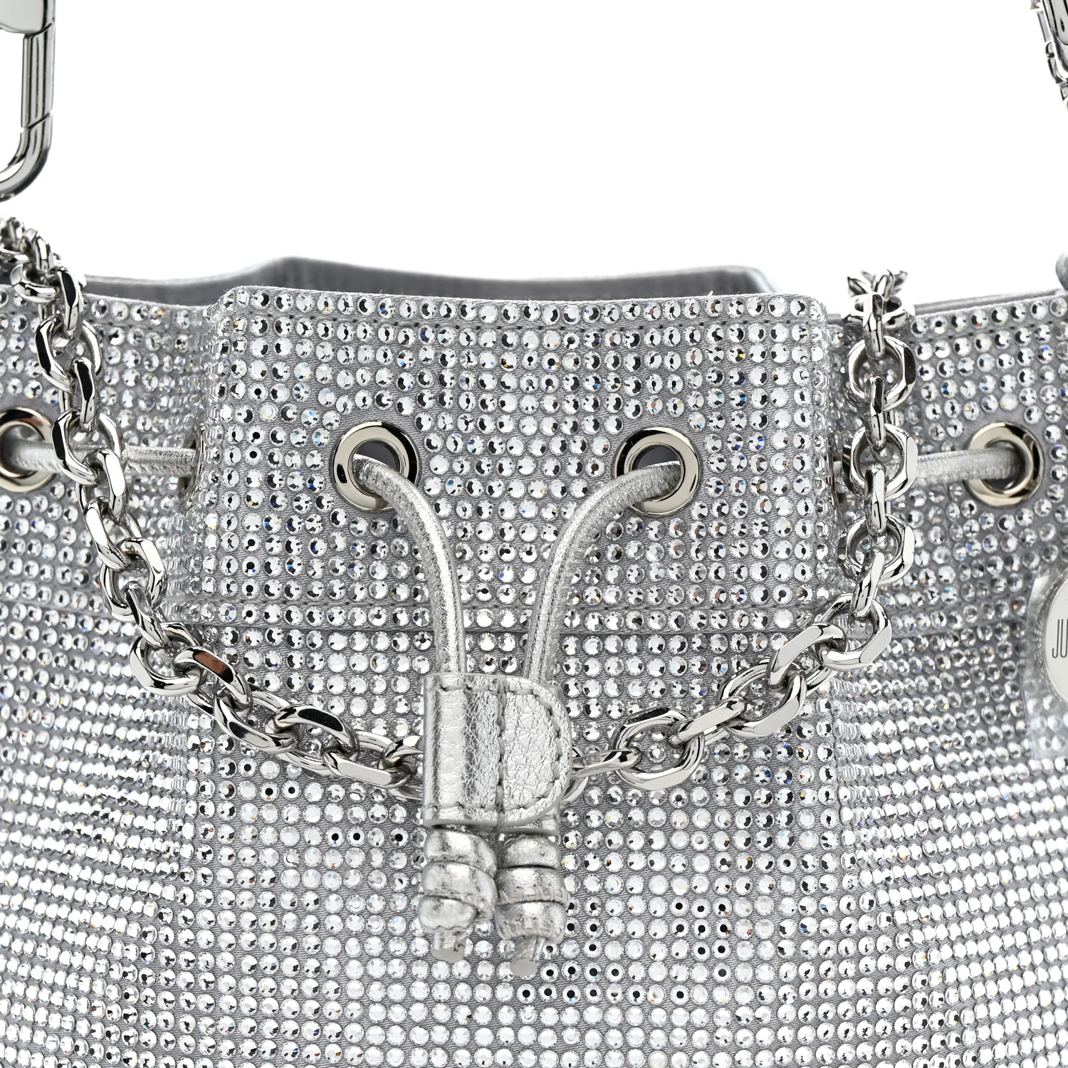Satin Crystal Embellished Medium Piper Bucket  Silver Rhine - Image 7