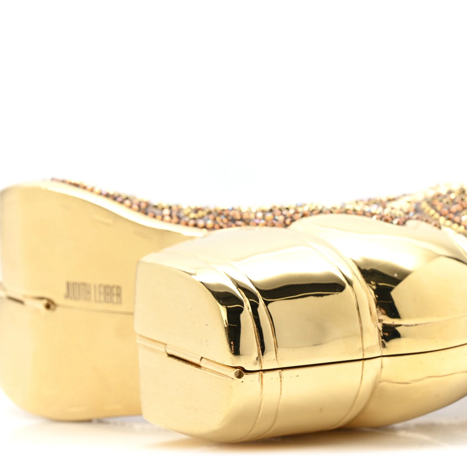 Swarovski Crystal Cowboy Boot Austin Minaudiere Clutch Gold Brown - Image 10