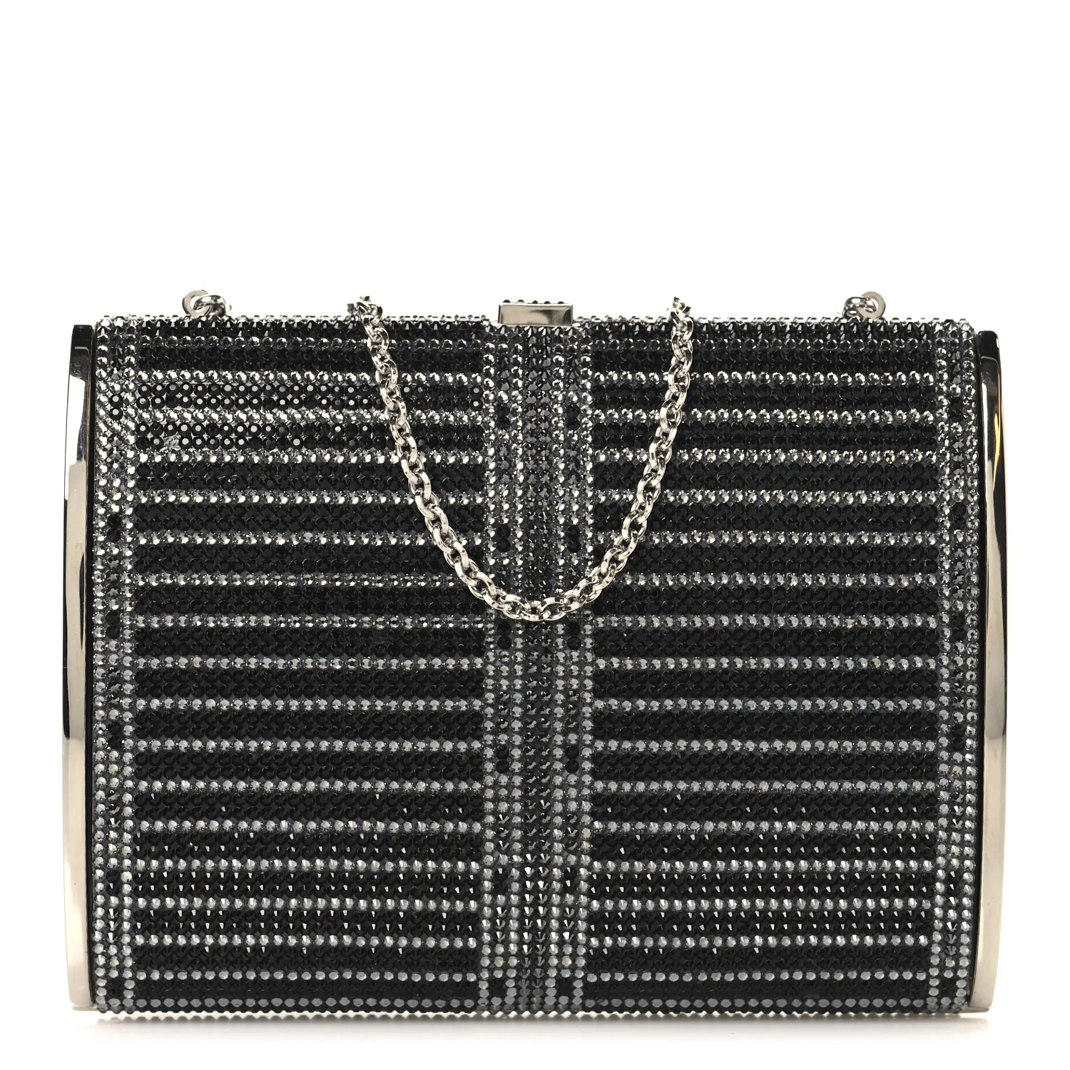 Swarovski Crystal Minaudiere Clutch Black Silver