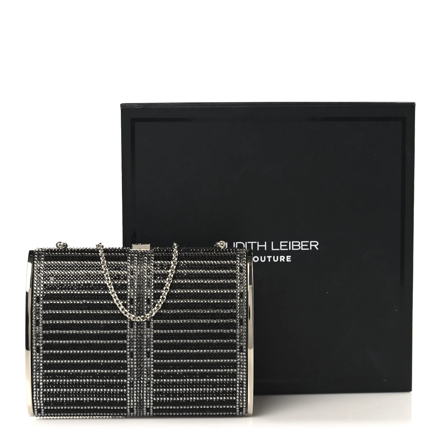 Swarovski Crystal Minaudiere Clutch Black Silver - Image 10