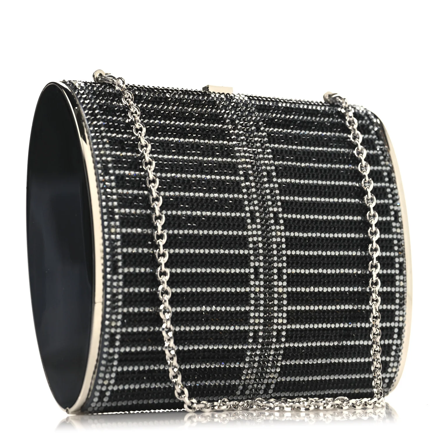 Swarovski Crystal Minaudiere Clutch Black Silver - Image 3