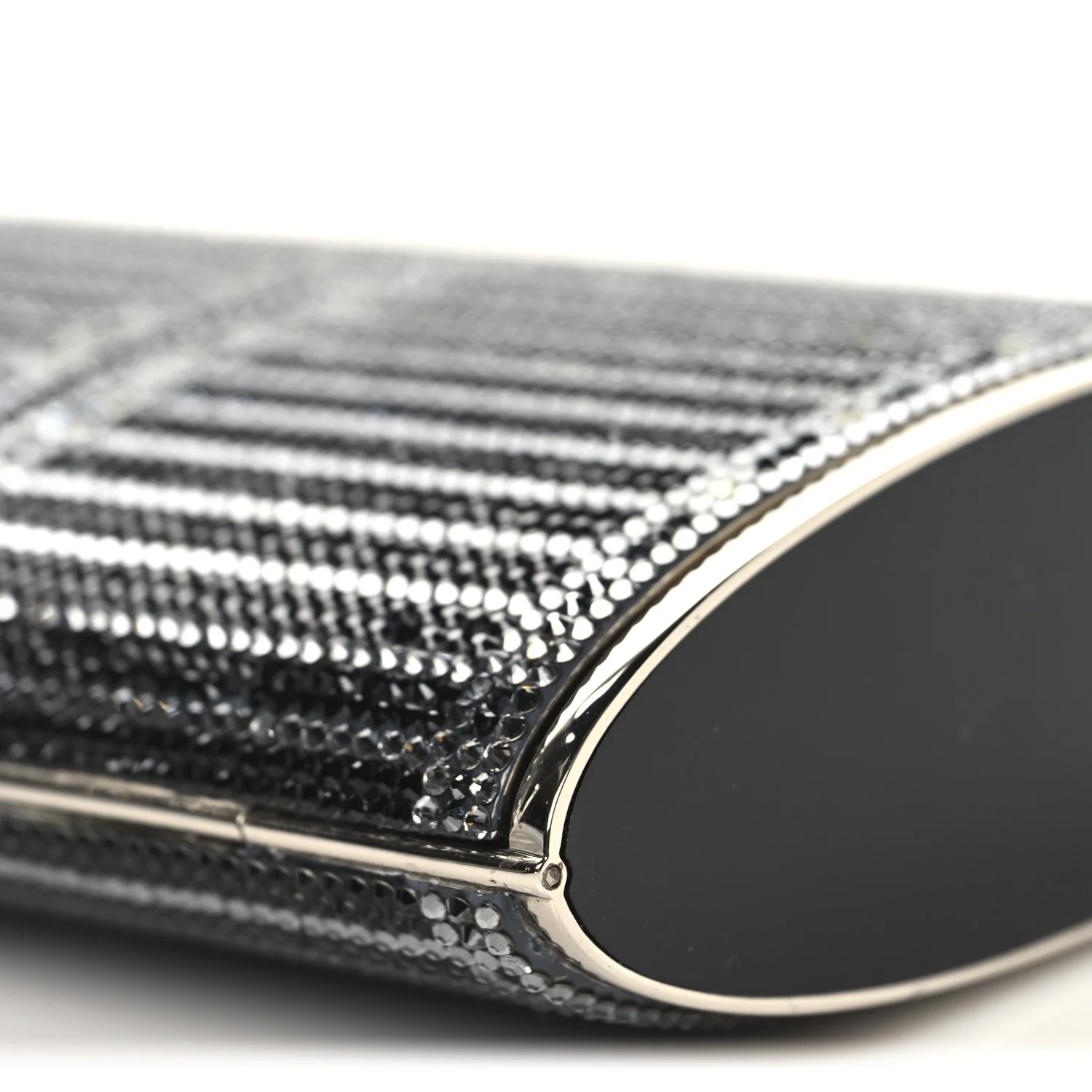 Swarovski Crystal Minaudiere Clutch Black Silver - Image 9