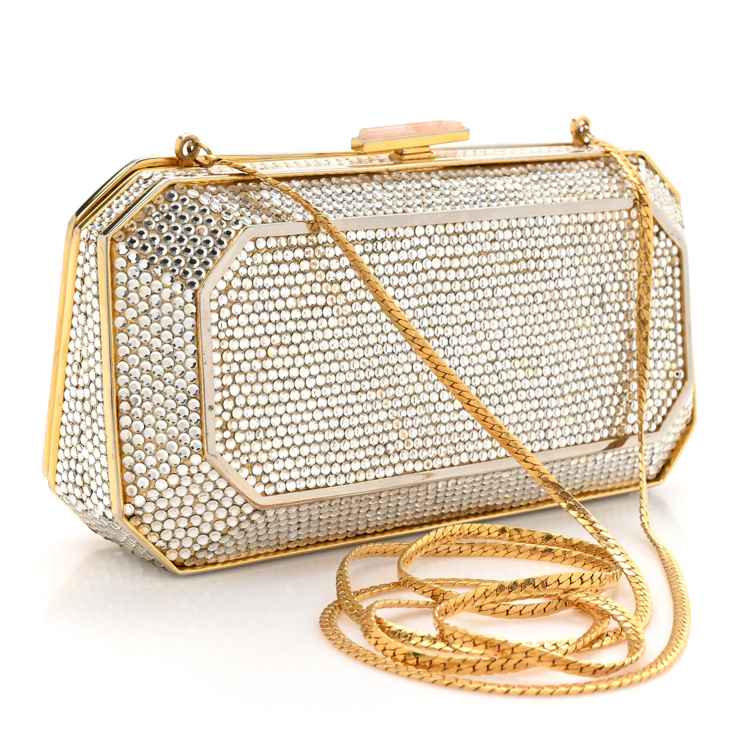 Swarovski Crystal Minaudiere Clutch Silver Gold - Image 3