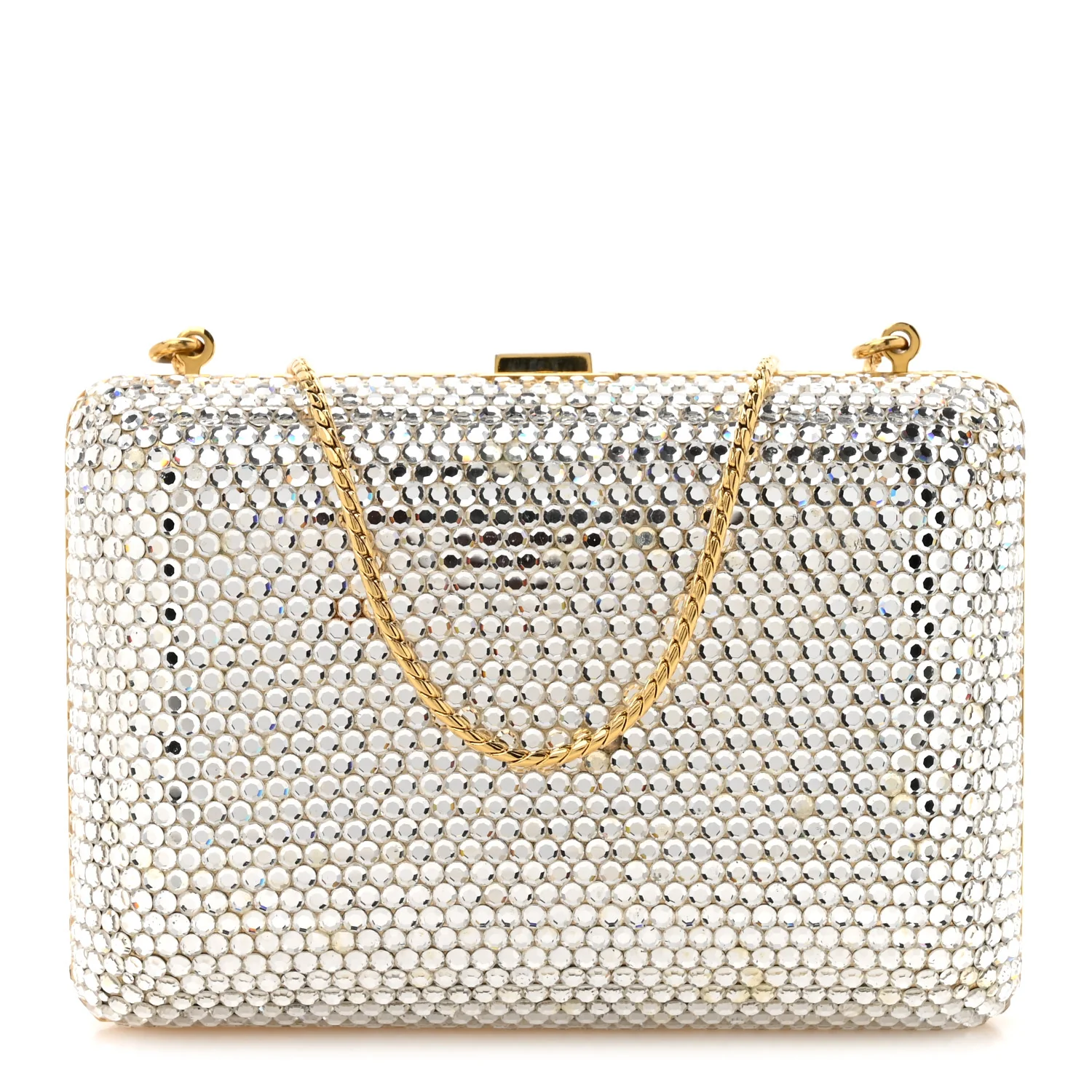 Swarovski Crystal Minaudiere Clutch Silver Gold