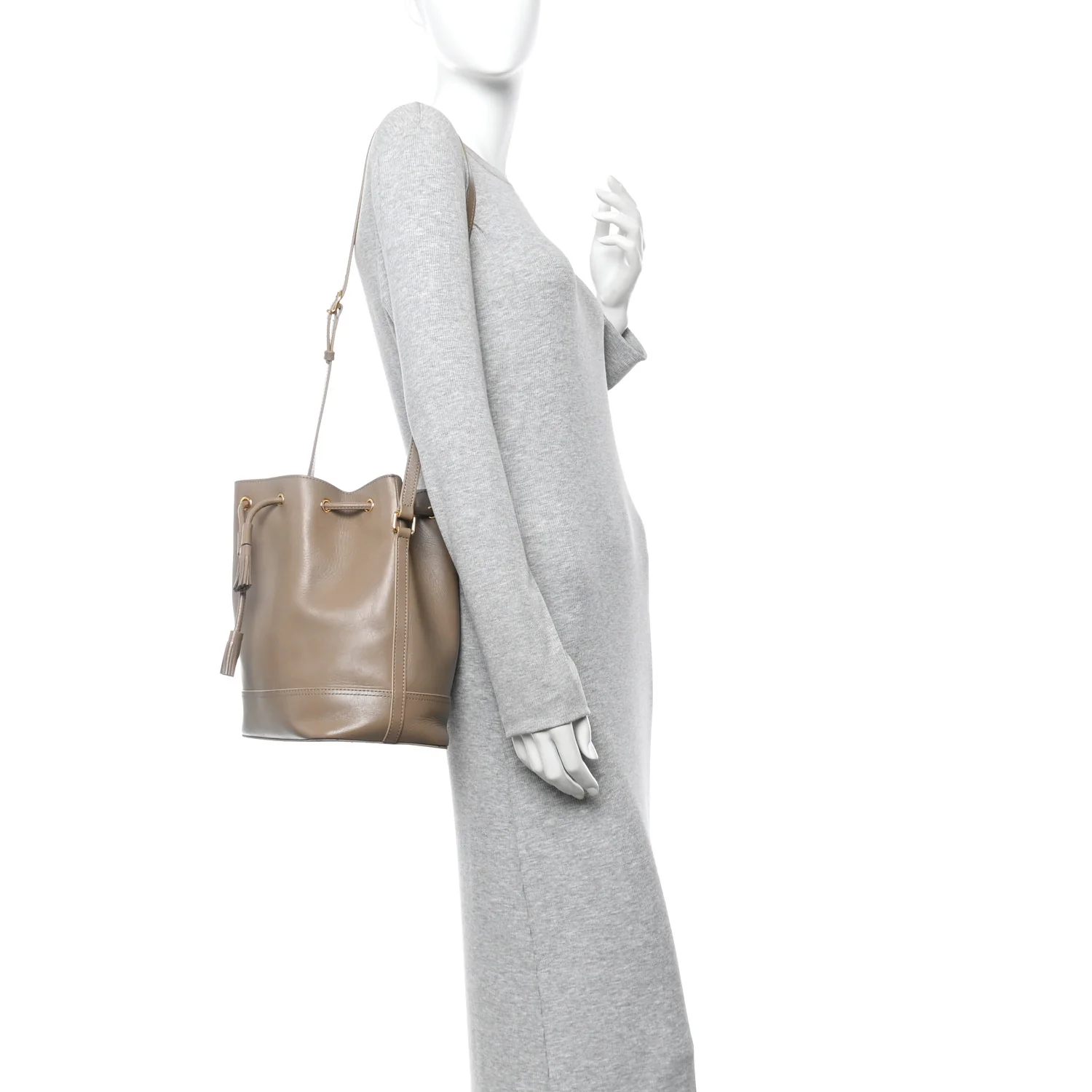 Calfskin Cecilia Bucket Bag Beige - Image 2