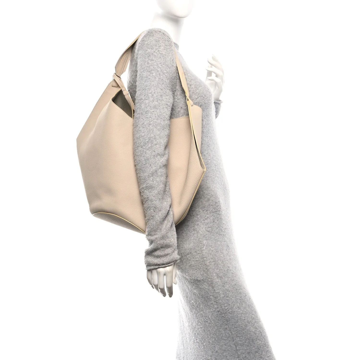 Pebbled Sport Calfskin Medium Lotus Tote Ivory - Image 2