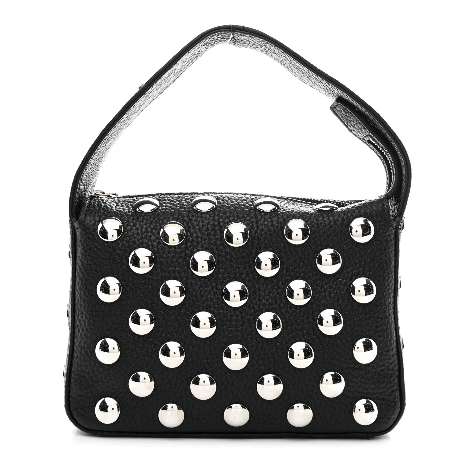 Pebbled Sport Calfskin Studded Small Elena Black