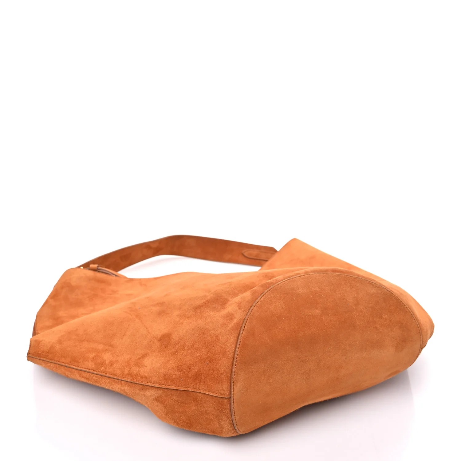 Suede Calfskin Medium Lotus Tote Caramel - Image 5