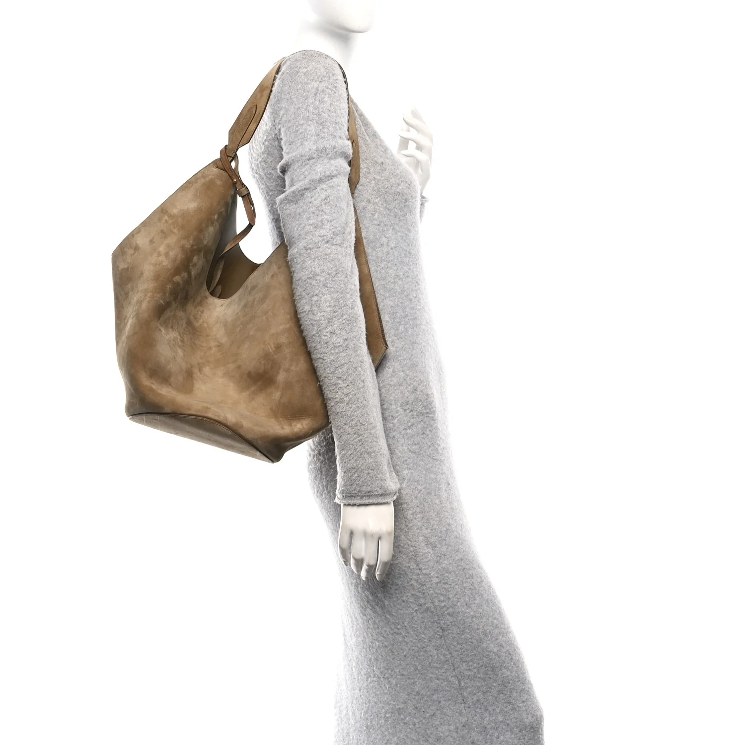 Suede Calfskin Medium Lotus Tote Mud - Image 2