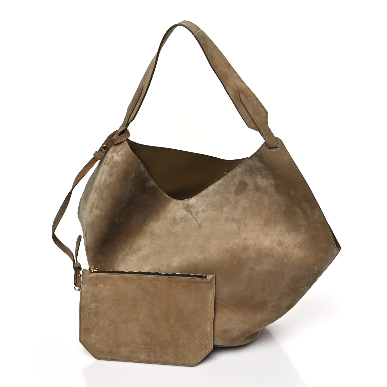 Suede Calfskin Medium Lotus Tote Mud - Image 3