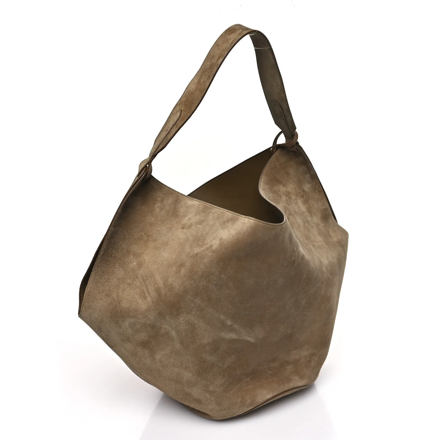 Suede Calfskin Medium Lotus Tote Mud - Image 4