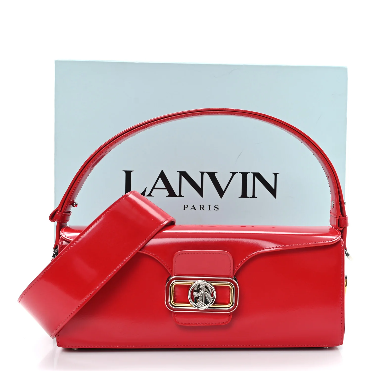 Shiny Calfskin Medium Pencil Shoulder Bag Rouge Lipstick - Image 10