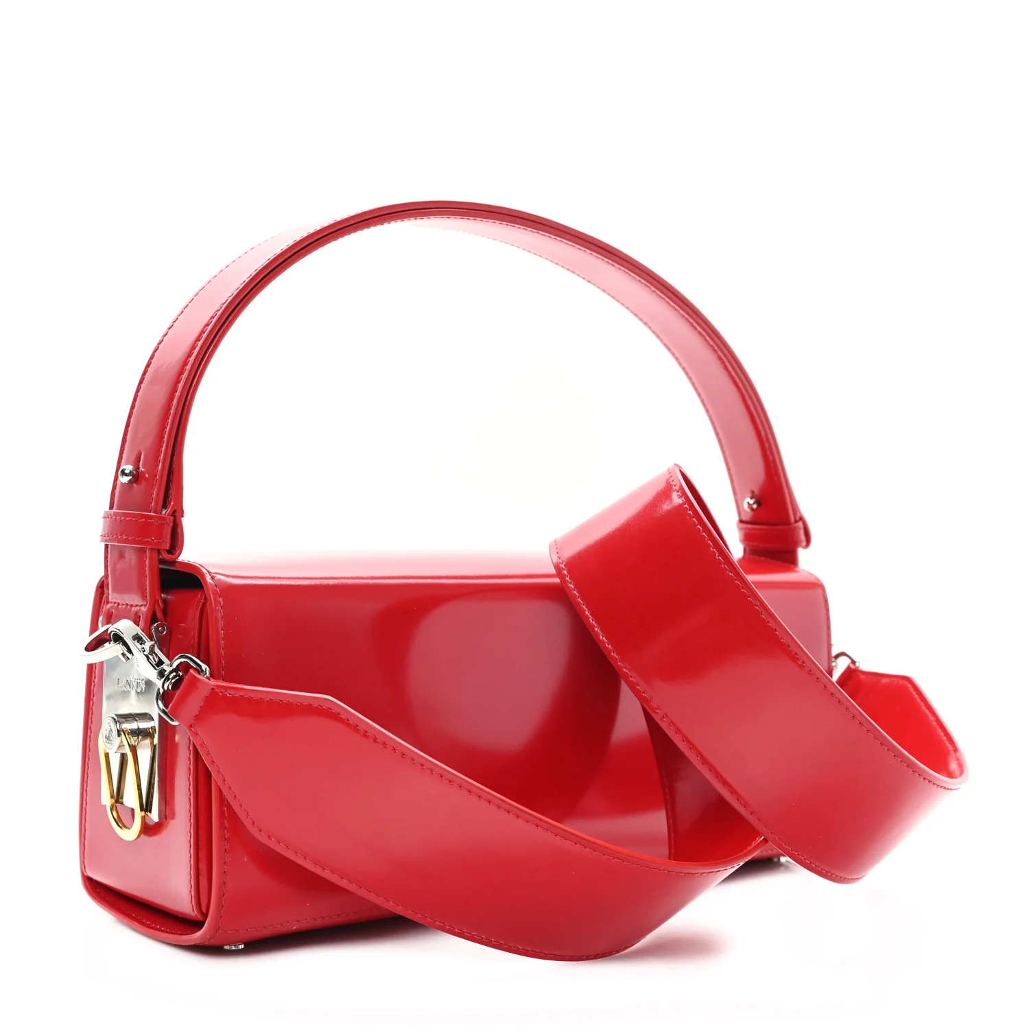 Shiny Calfskin Medium Pencil Shoulder Bag Rouge Lipstick - Image 2