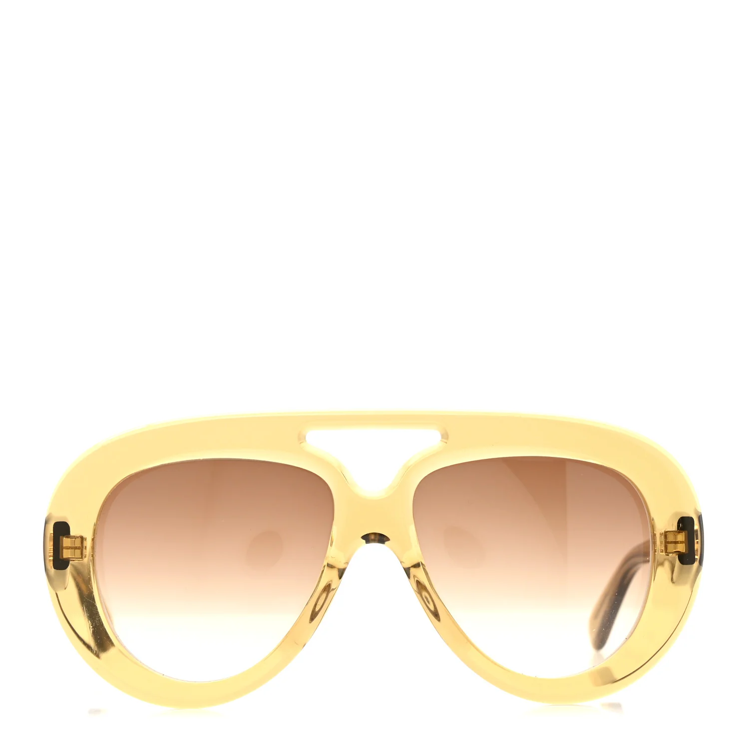 Acetate Curvy Aviator Sunglasses LW40144U Dark Green Brown - Image 3