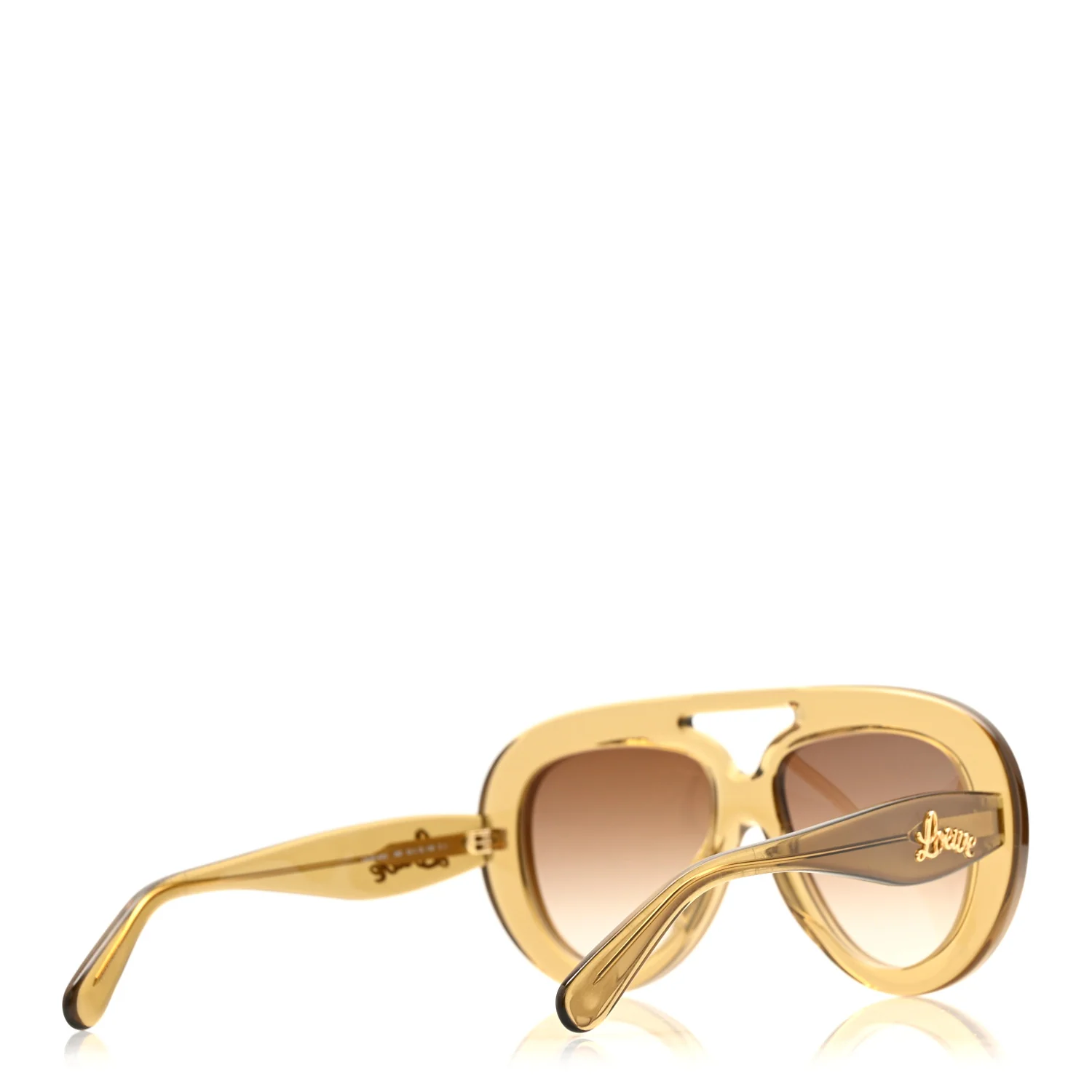 Acetate Curvy Aviator Sunglasses LW40144U Dark Green Brown - Image 7
