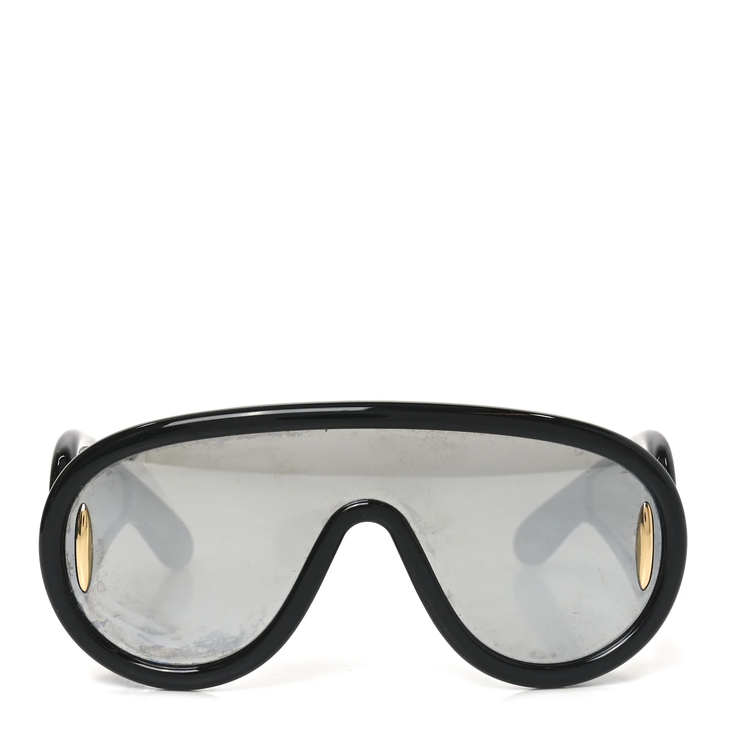 Acetate Mirrored Anagram Wave Mask Sunglasses LW40108I Black - Image 2