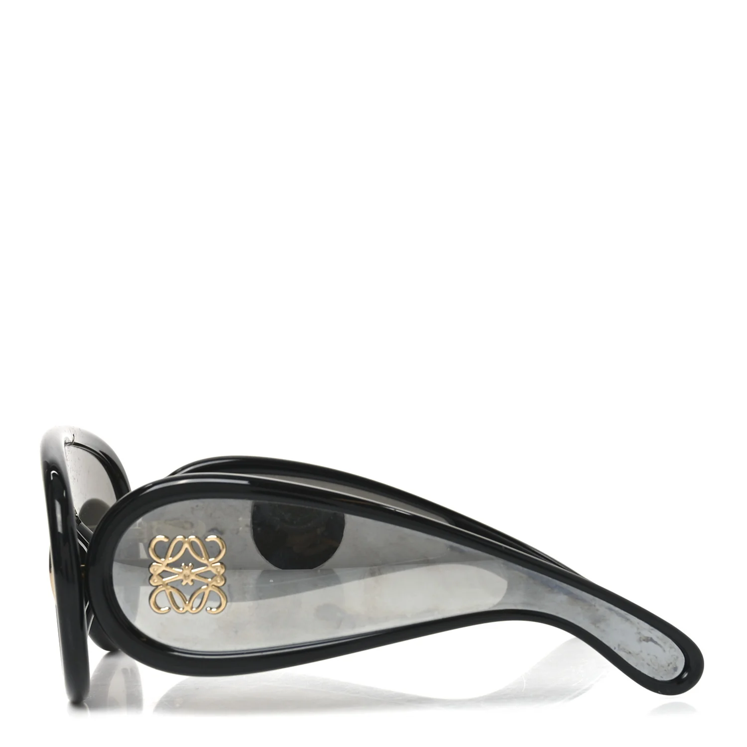 Acetate Mirrored Anagram Wave Mask Sunglasses LW40108I Black - Image 3