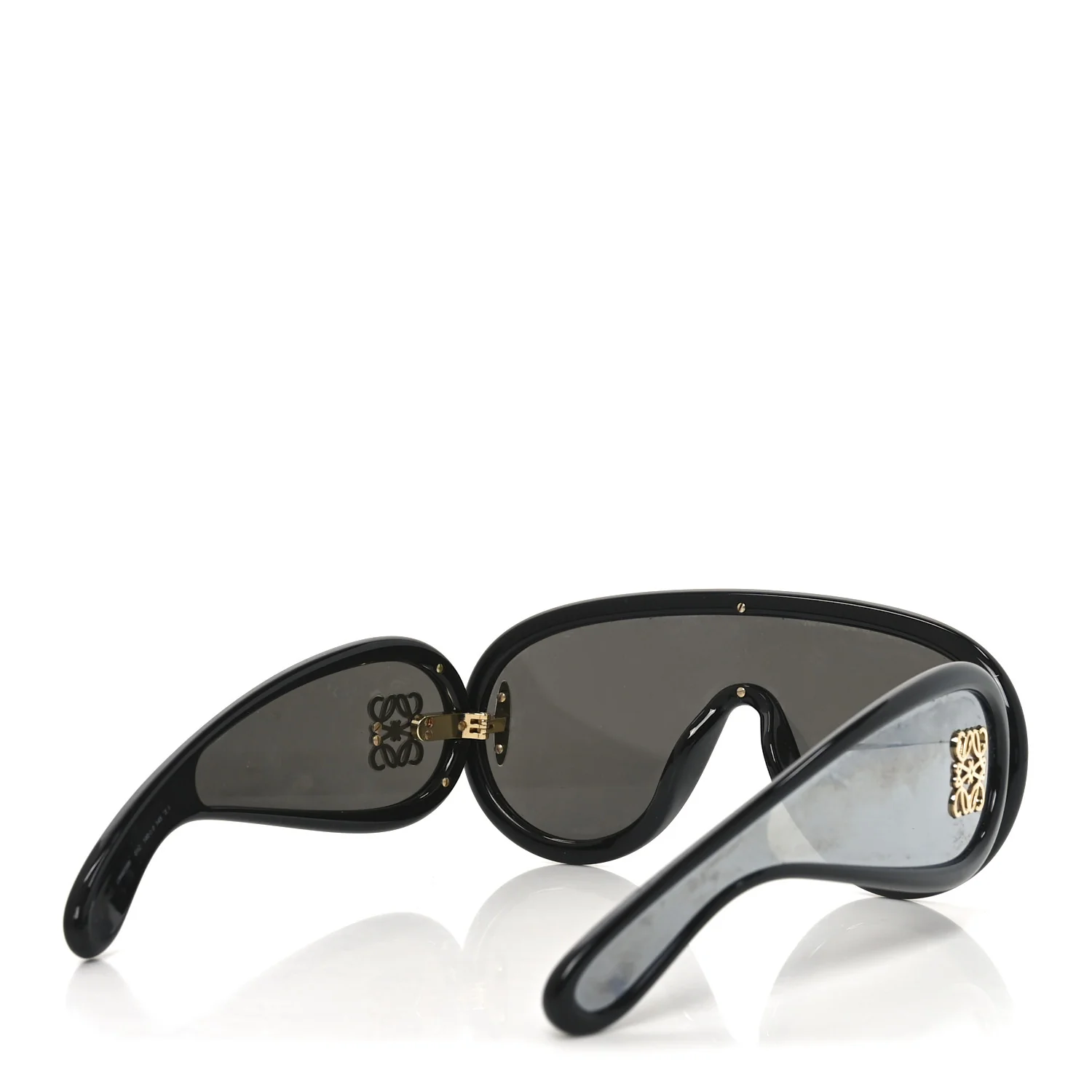 Acetate Mirrored Anagram Wave Mask Sunglasses LW40108I Black - Image 4