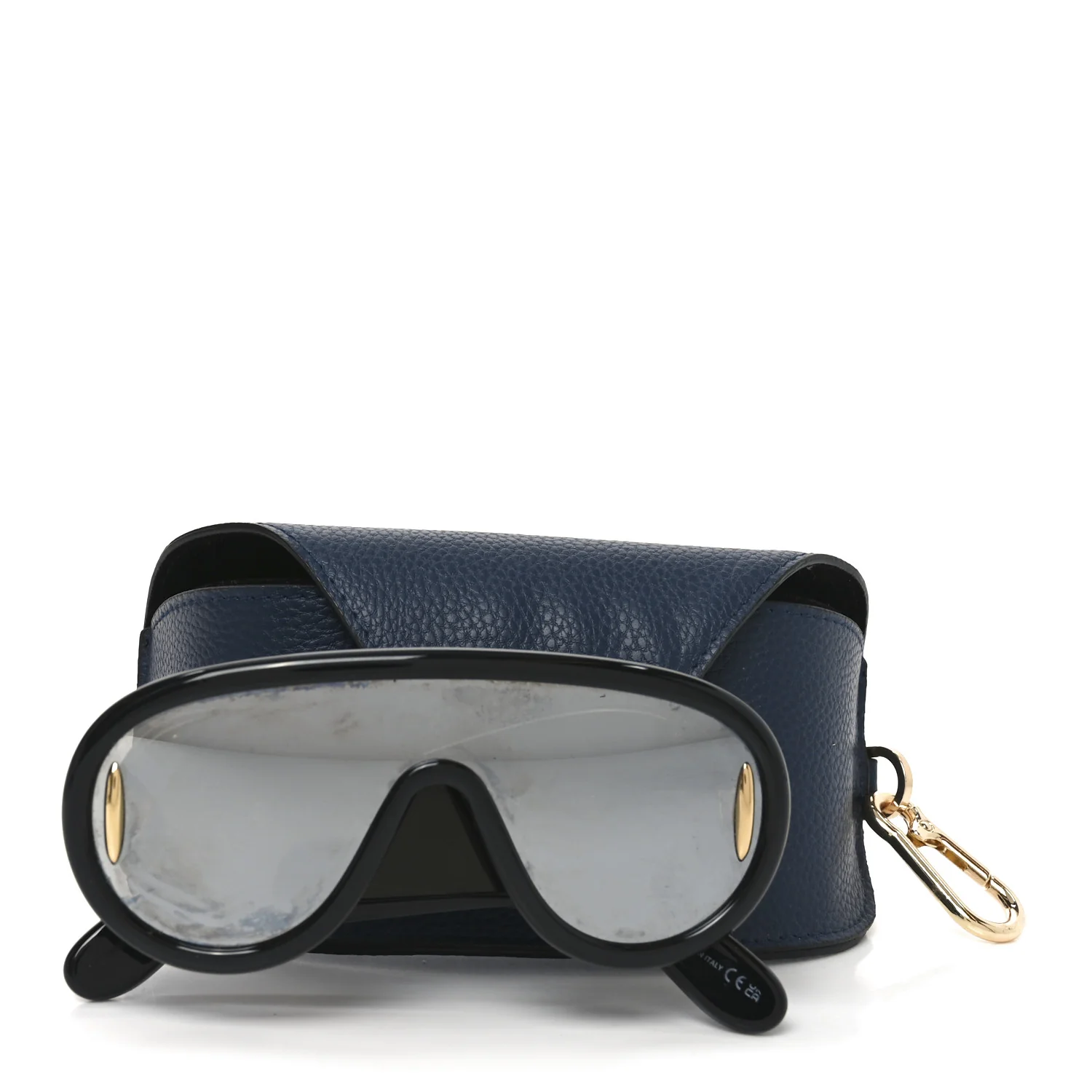 Acetate Mirrored Anagram Wave Mask Sunglasses LW40108I Black - Image 7