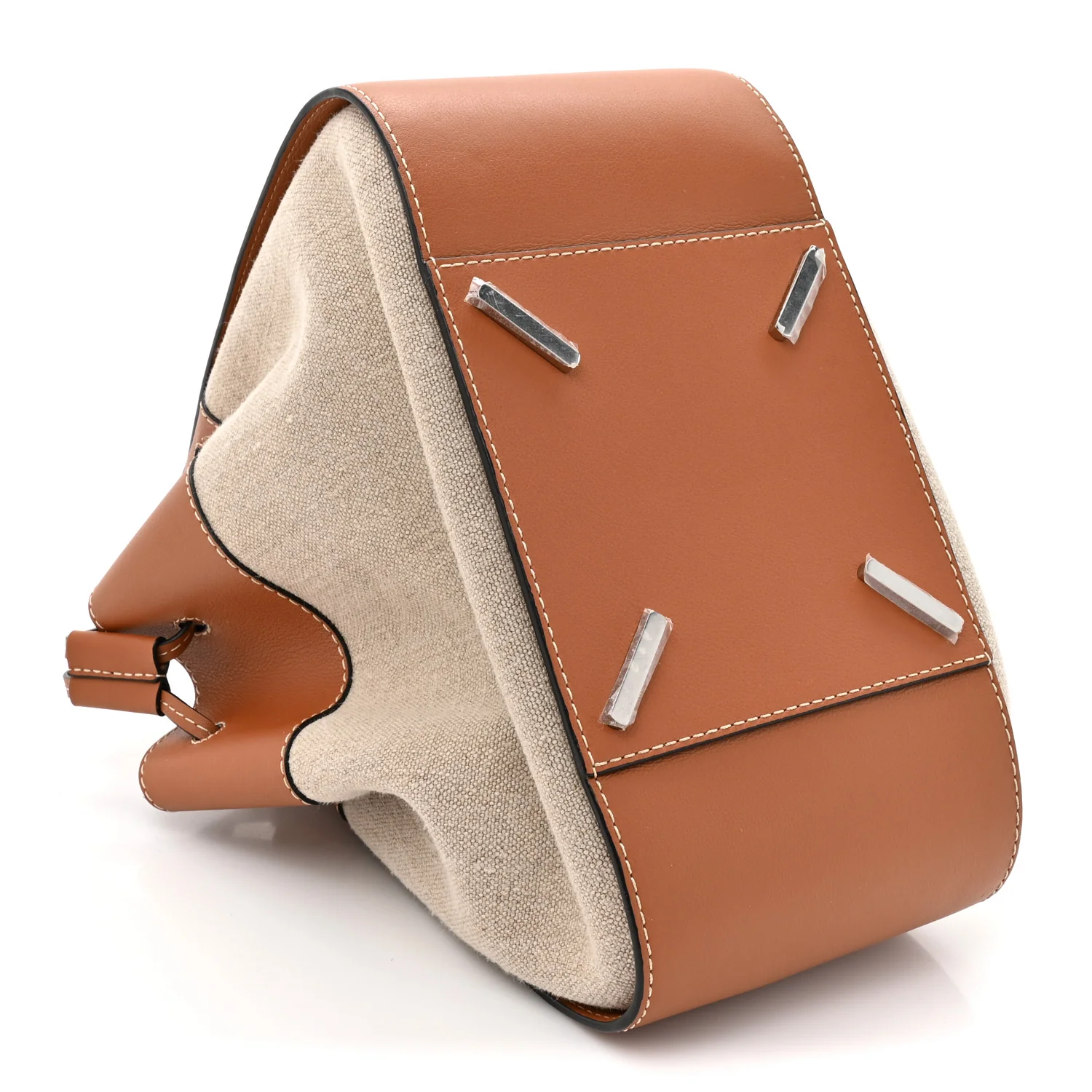 Calfskin Canvas Medium Hammock Shoulder Bag Natural Tan - Image 4