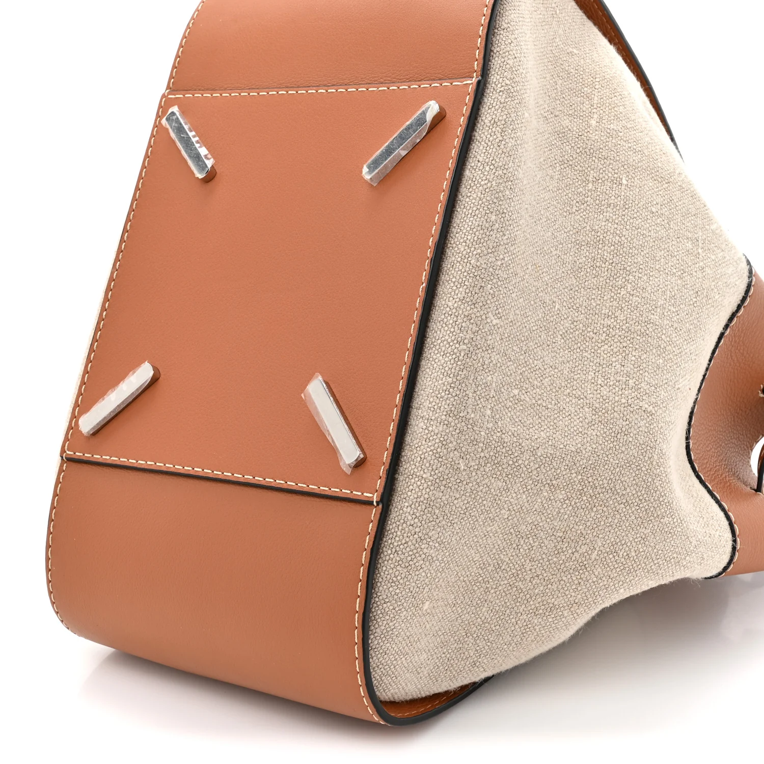 Calfskin Canvas Medium Hammock Shoulder Bag Natural Tan - Image 9