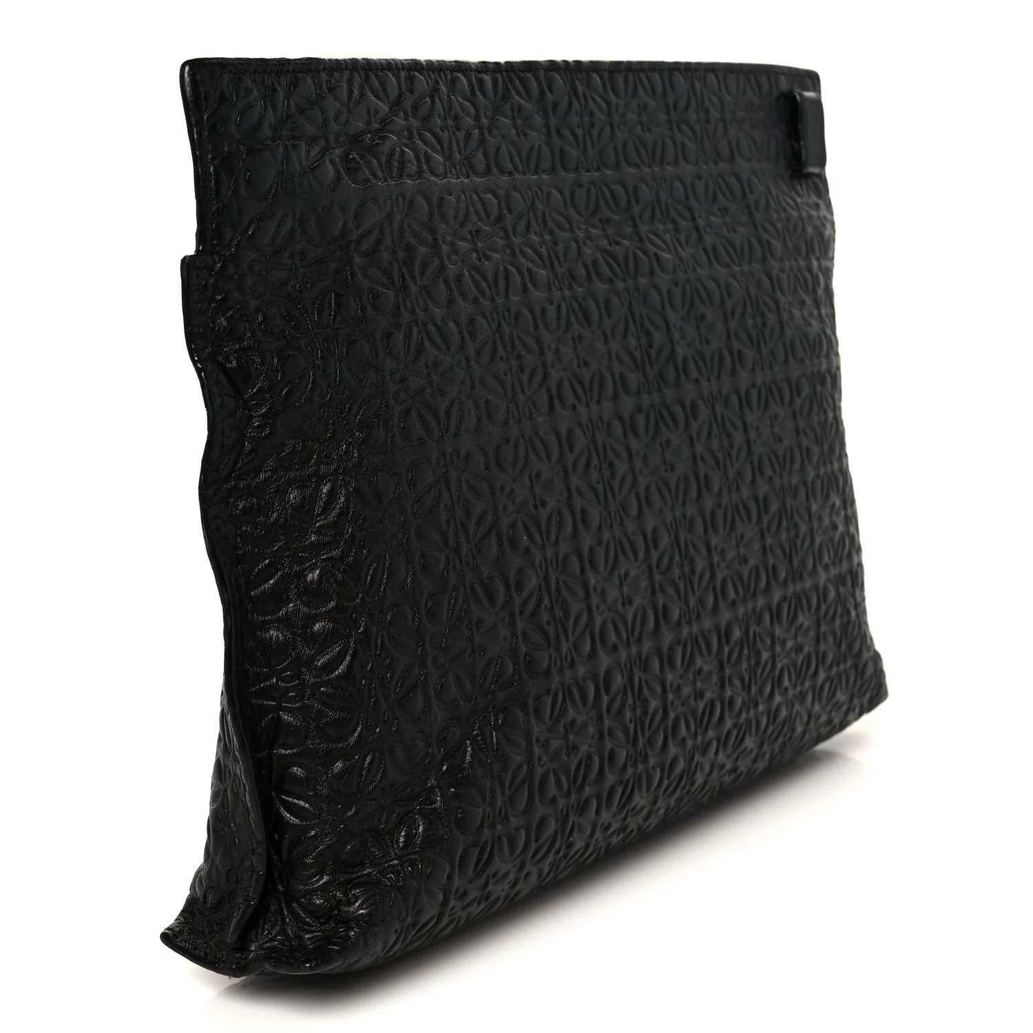 Calfskin Embossed Repeat T Pouch Black - Image 3