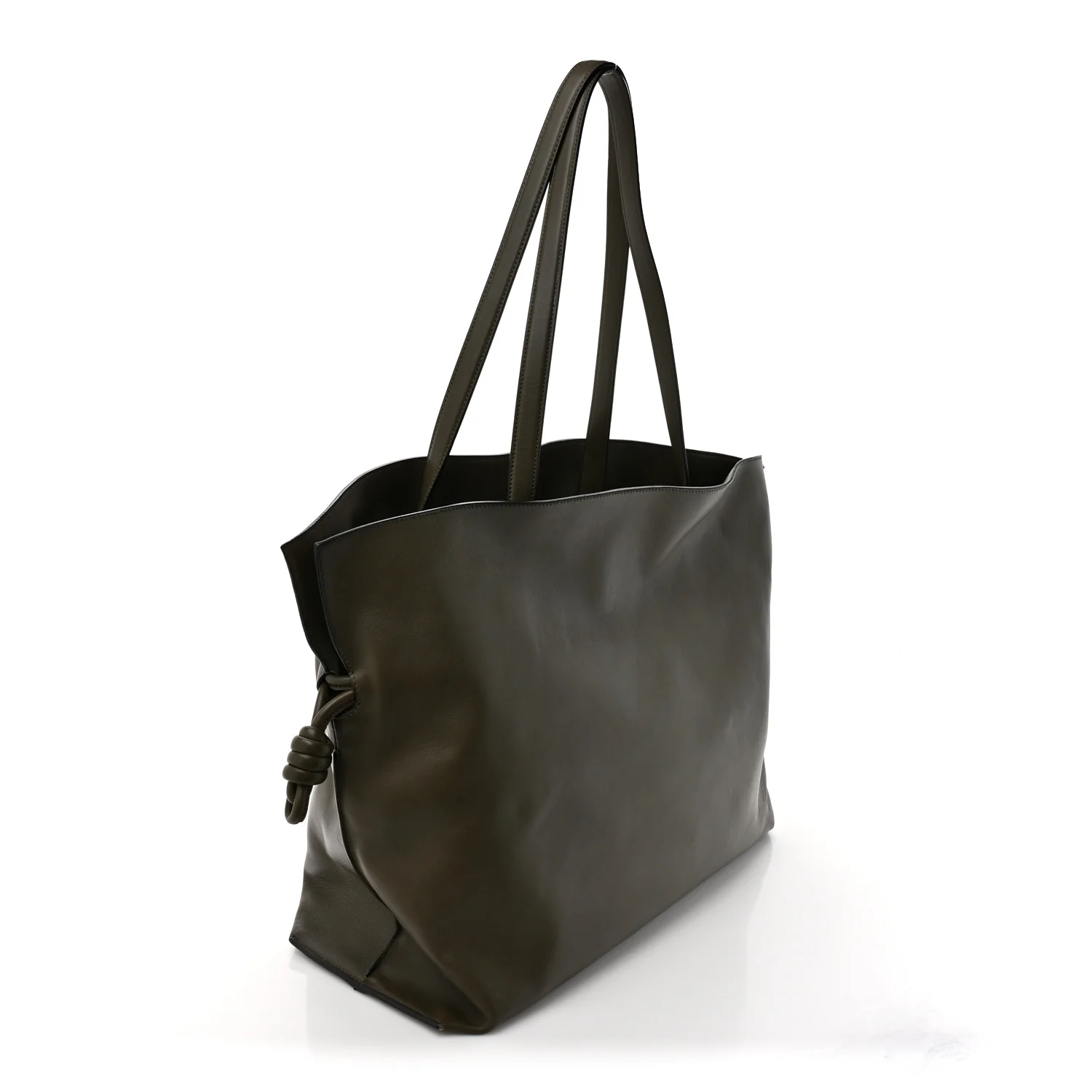 Calfskin Flamenco Knot XL Shoulder Bag Khaki Green - Image 3