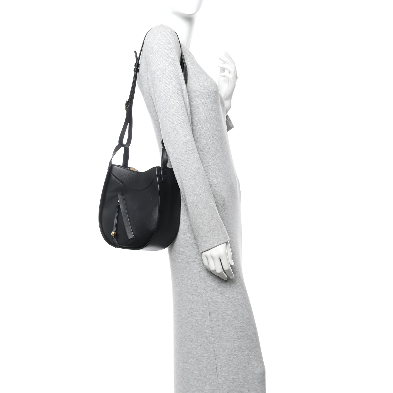 Calfskin Hammock Slice Bag Black - Image 2