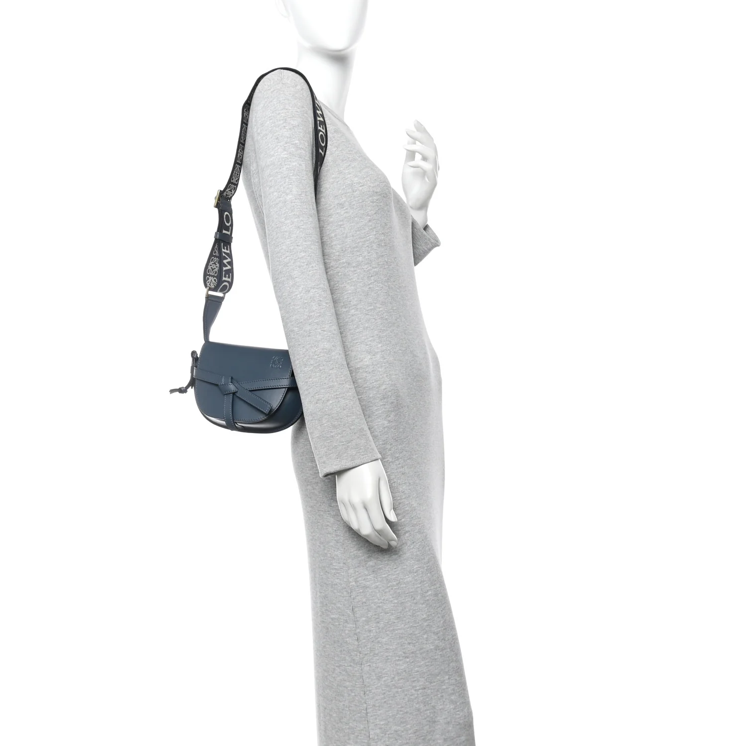 Calfskin Jacquard Mini Gate Crossbody Bag Onyx Blue - Image 2