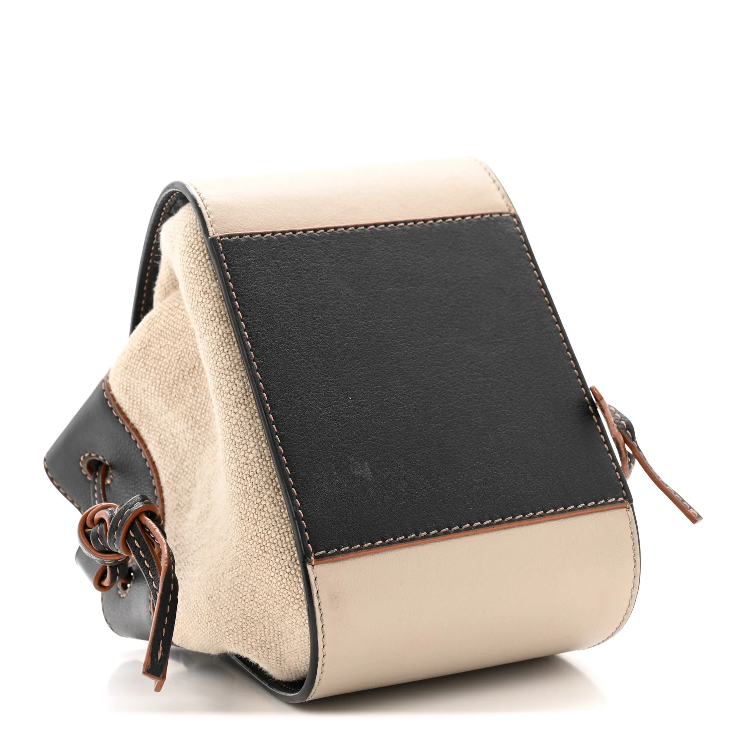 Calfskin Linen Mini Hammock Shoulder Bag Light Oat Black - Image 4