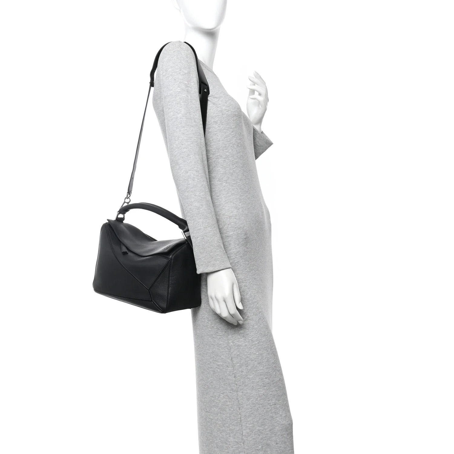 Calfskin Medium Puzzle Bag Black - Image 2