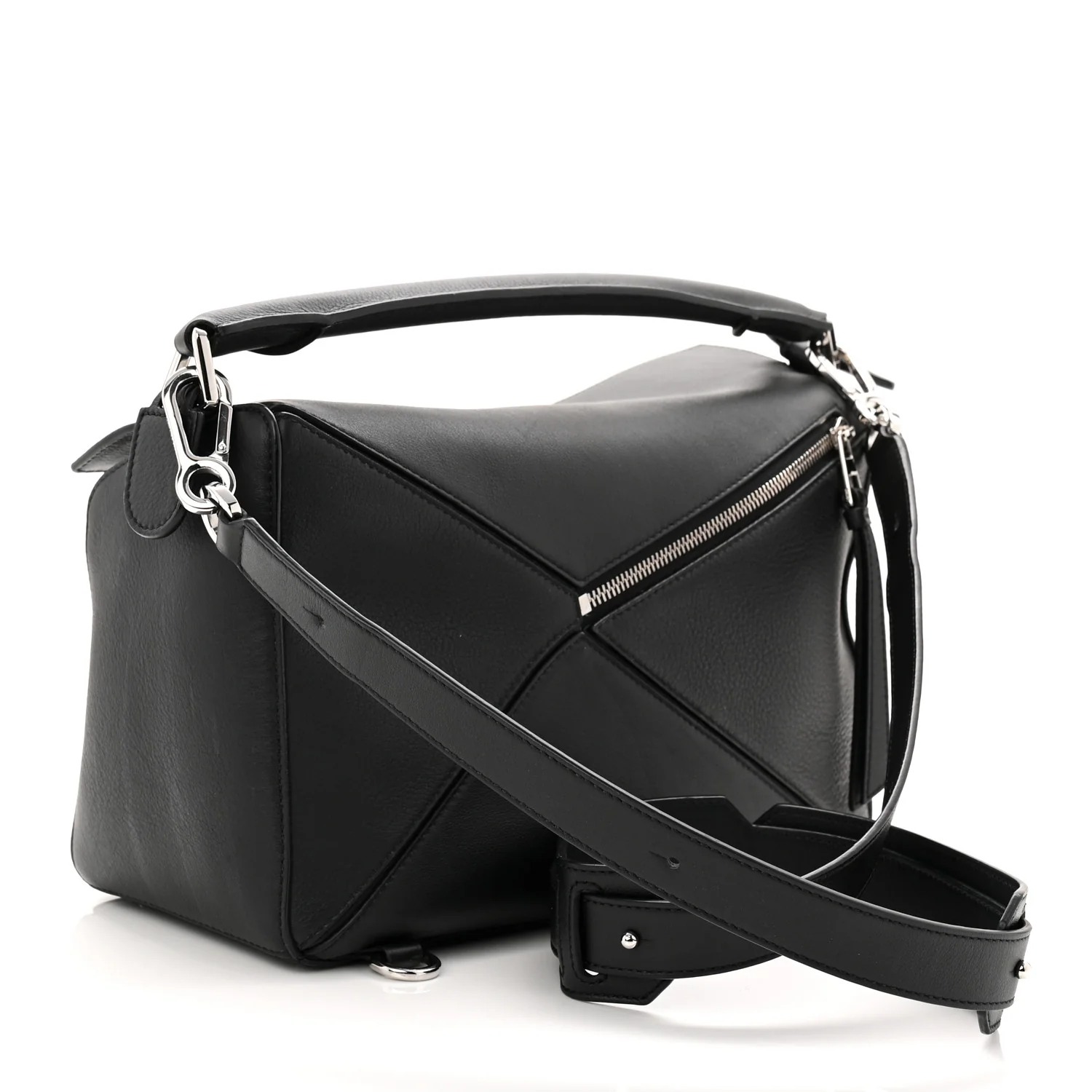 Calfskin Medium Puzzle Bag Black - Image 3