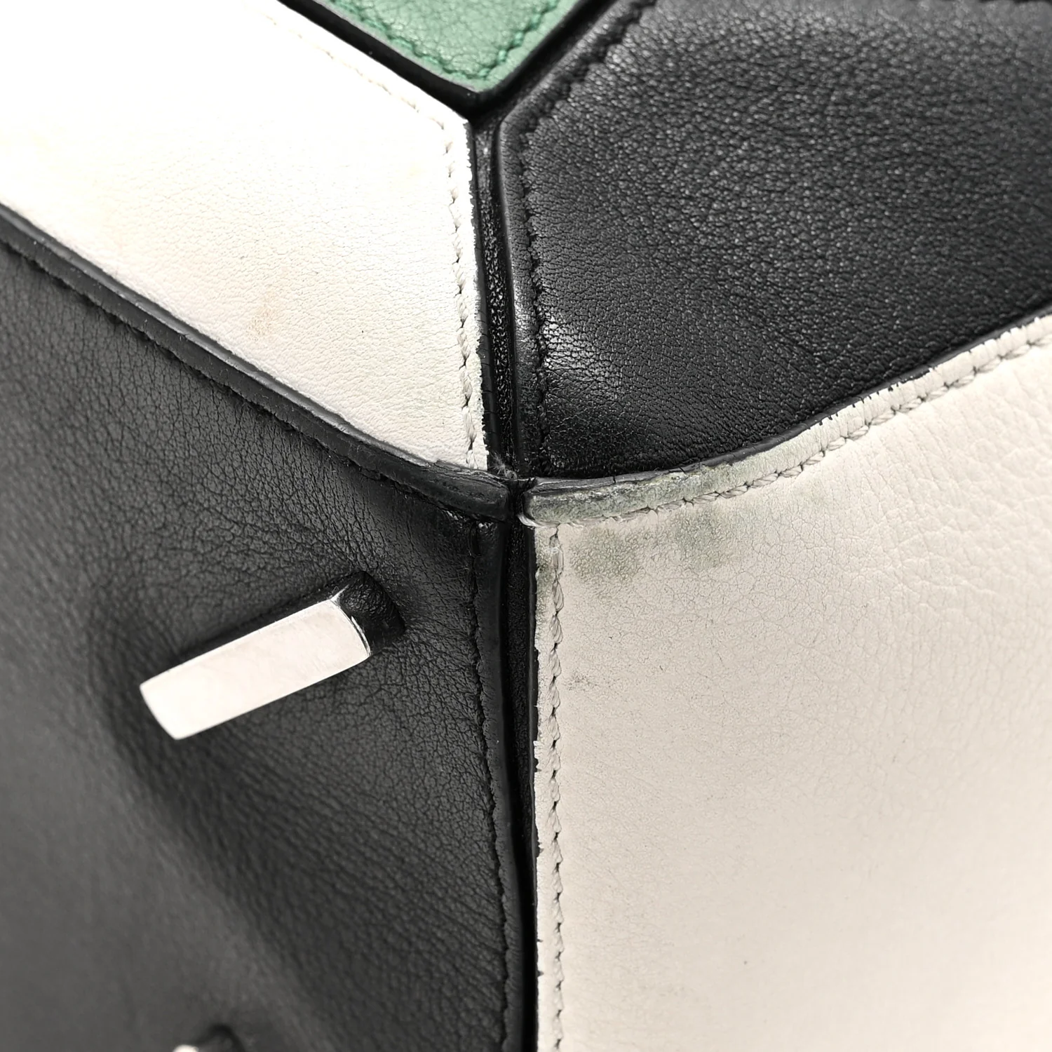 Calfskin Medium Puzzle Bag Sea Water Green White Black - Image 11