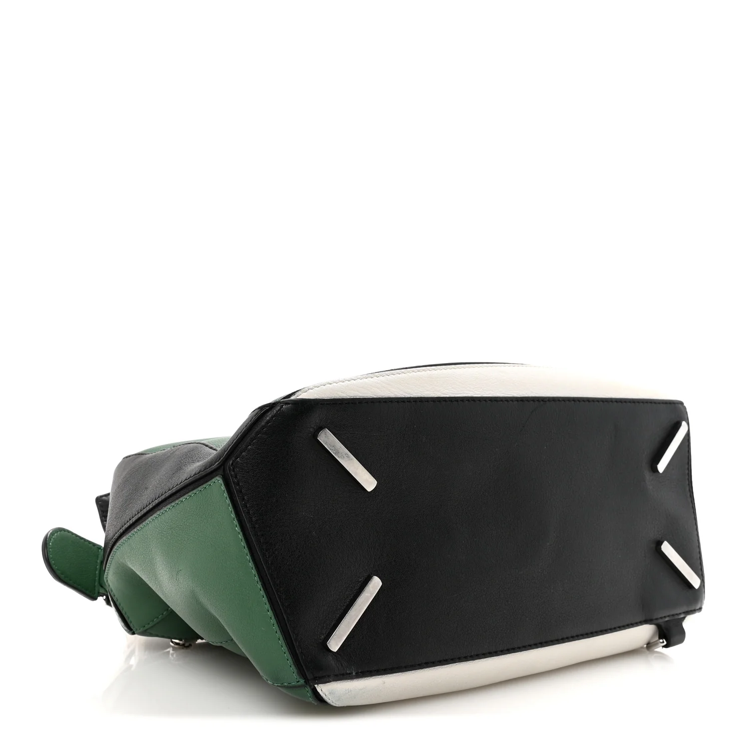 Calfskin Medium Puzzle Bag Sea Water Green White Black - Image 4