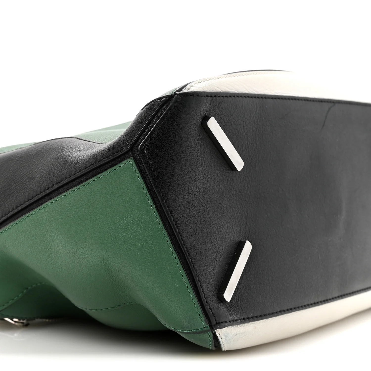 Calfskin Medium Puzzle Bag Sea Water Green White Black - Image 9