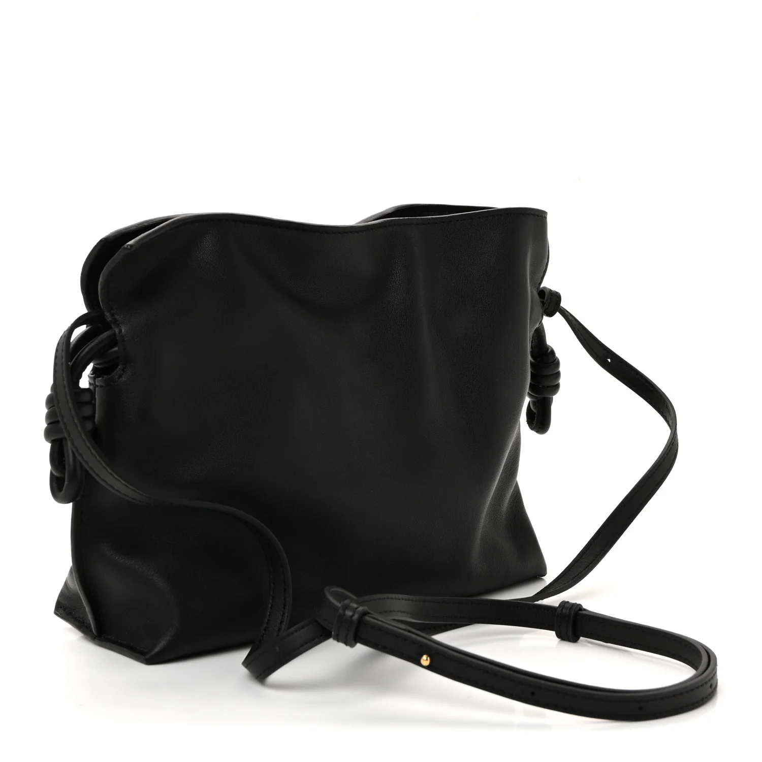 Calfskin Mini Flamenco Knot Clutch Black - Image 3