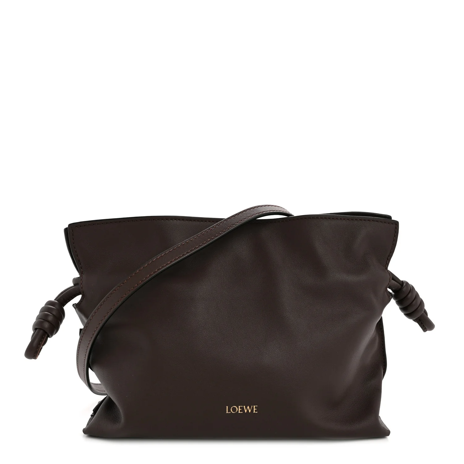 Calfskin Mini Flamenco Knot Clutch Chocolate