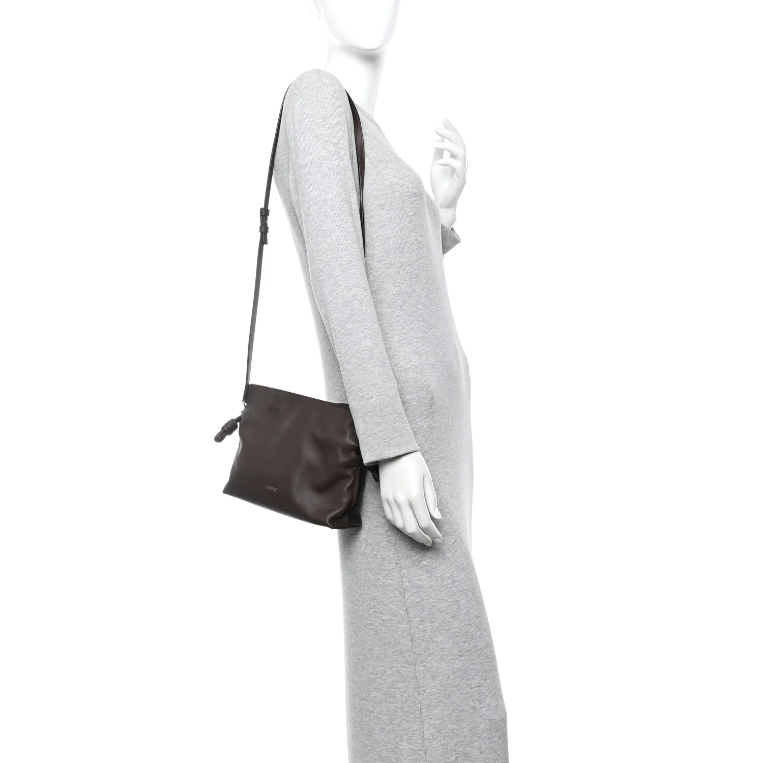 Calfskin Mini Flamenco Knot Clutch Chocolate - Image 2