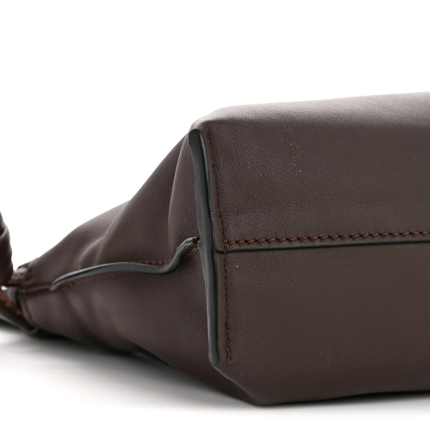 Calfskin Mini Flamenco Knot Clutch Chocolate - Image 9