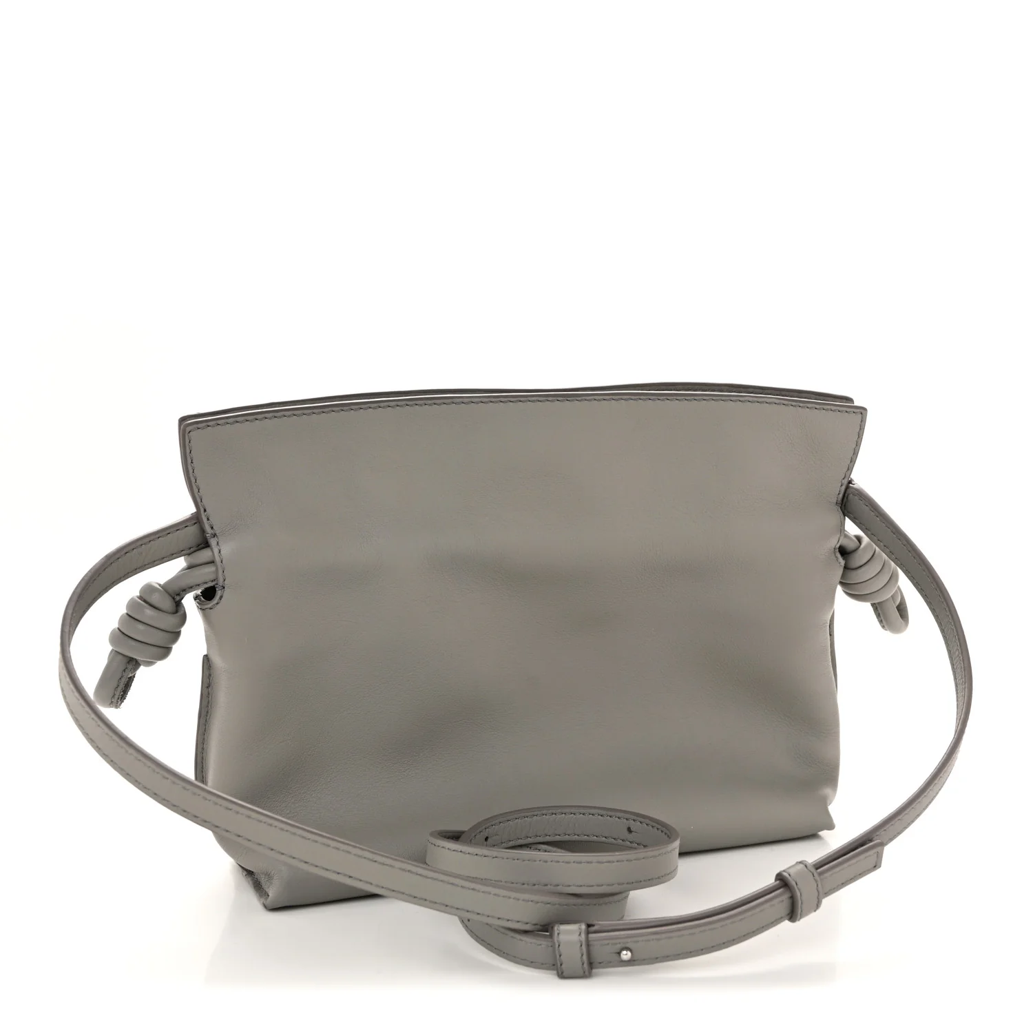 Calfskin Mini Flamenco Knot Clutch Pearl Grey - Image 3