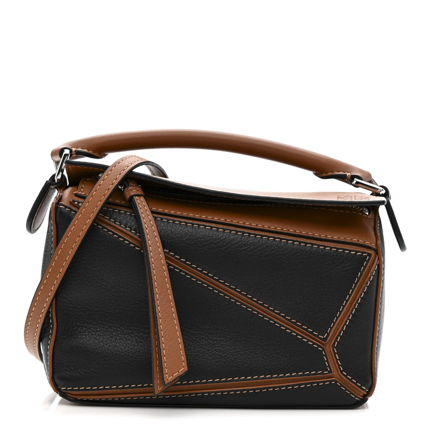 Calfskin Mini Puzzle Bag Tan Black