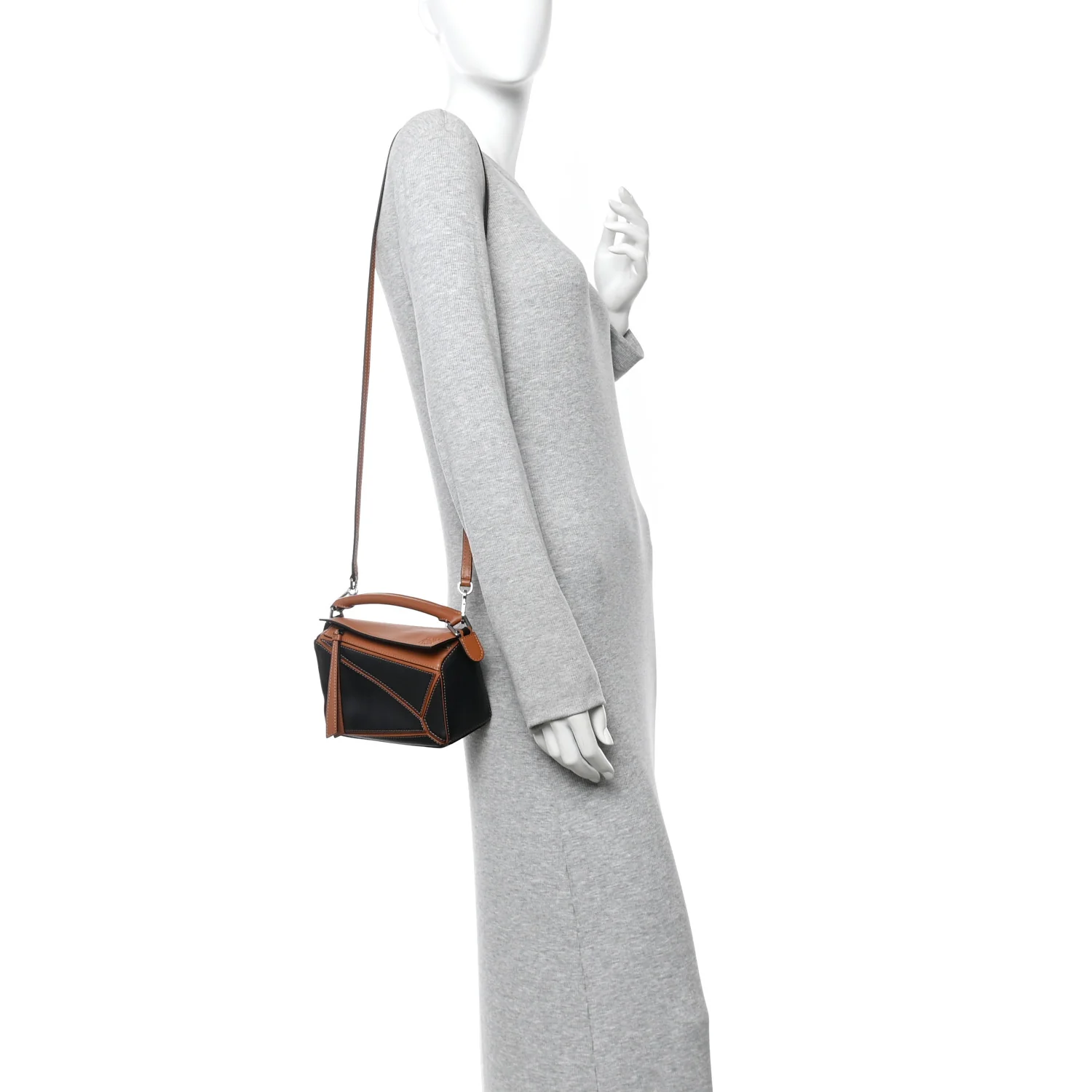 Calfskin Mini Puzzle Bag Tan Black - Image 2